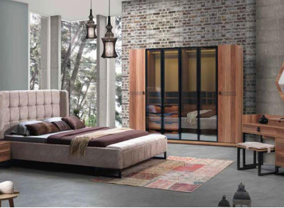 Bedroom Set 5-piece Luxury Bed 2x Nightstand Dresser Wardrobe Wood New